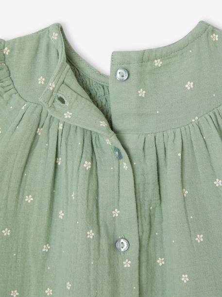 Ensemble en gaze de coton : robe + bloomer + bandeau bébé vert sauge 6 - vertbaudet enfant 