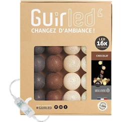 -Guirlande lumineuse boules coton LED USB - Veilleuse bébé 2h -  3 intensités - 16 boules 1,6m - Chocolat