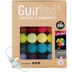Linge de maison et décoration-Décoration-Guirlande-Guirlande lumineuse boules coton LED USB - Veilleuse bébé 2h -  3 intensités - 16 boules 1,6m - Arlequin