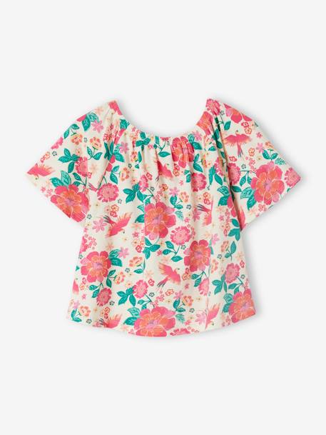 Tee-shirt blouse manches papillon fille écru+multicolore 8 - vertbaudet enfant 