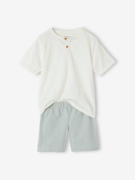 Pyjashort bi-matière garçon personnalisable écru 2 - vertbaudet enfant 