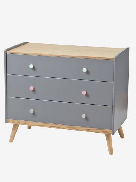 Commode avec poignées personnalisables Confetti gris/bois Commode avec poignées personnalisables Confetti gris/bois
