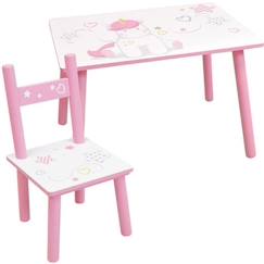 Chambre et rangement-Chambre-Bureau, table-Table-FUN HOUSE - Table licorne h 41,5 cm x l 61 cm x p 42 cm avec une chaise h 49,5 cm x l 31 cm x p 31,5 cm pour enfant