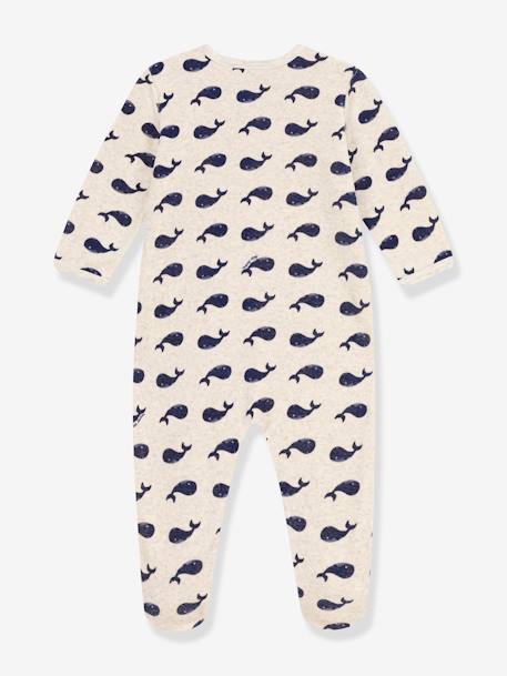 Pyjama bébé baleines marines en velours PETIT BATEAU beige chiné 2 - vertbaudet enfant 