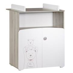 Puériculture-Commode à langer - Babyprice - Teddy - En bois blanc - Sérigraphie ours - 2 portes- 97x76x66cm