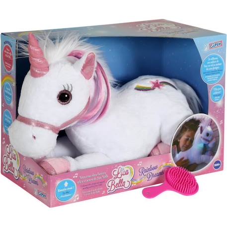 Gipsy Toys - Lica Bella Féerique Et Lumineuse - Peluche Licorne Interactive - 35 cm - Blanc - Rose ROSE 2 - vertbaudet enfant 