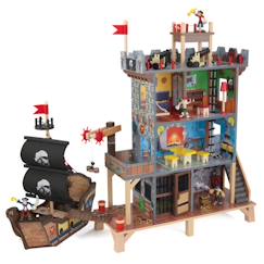KidKraft - Ensemble de jeu en bois Pirate's Cove avec 17 accessoires dont bateau de pirate et figurines, son et lumière  - vertbaudet enfant