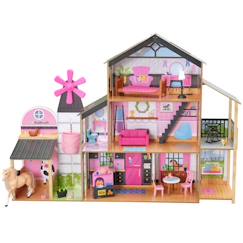 KidKraft - Maison de poupée "Windmill Elevator" en bois, 2-en-1 grange et moulin avec 25 accessoires inclus  - vertbaudet enfant