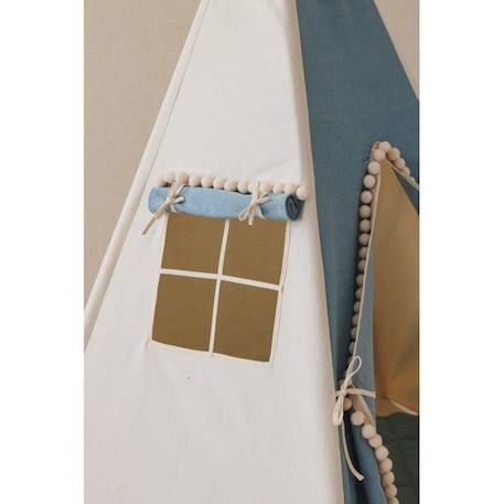 Tente tipi enfant Moi Mili Jeans - Blue - TU avec fenêtre et tapis de sol en coton de haute qualité BLEU 2 - vertbaudet enfant 