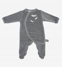 Pyjama bébé en Coton Bio à motifs plumes blanches  - vertbaudet enfant