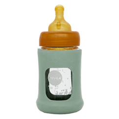 Biberon en verre avec housse de protection vert 150 ml 0+ mois - Pack unitaire - HEVEA  - vertbaudet enfant