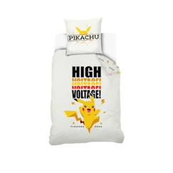 POKEMON - Housse De Couette Pokémon Pikachu High Voltage 140x200 cm + Taie D'oreiller Pikachu 63x63 cm - Blanc - 100% Coton  - vertbaudet enfant