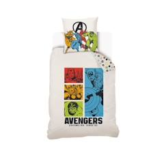 MARVEL - Housse de couette Avengers 140x200 cm + 1 Taie d'oreiller 63x63 cm - 100% Coton - Blanc  - vertbaudet enfant