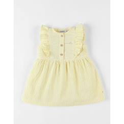 Bébé-Robe, jupe-Robe en crête de coton rayée jaune/écru
