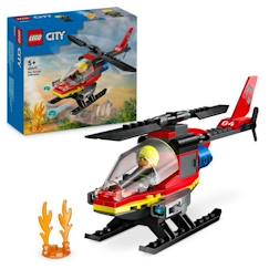 Jouet-Jeux d'imagination-Jeux de construction-LEGO® 60411 City L’Hélicoptère de Secours des Pompiers, Jouet avec Minifigurines de Pilote Pompier, Cadeau pour Enfants