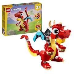 LEGO® 31145 Creator 3en1 Le Dragon Rouge; Jouet avec 3 Figurines d'Animaux, dont un Dragon Rouge, un Poisson et un Phénix  - vertbaudet enfant
