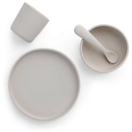 Coffret de table bébé Silicone Nougat Beige (4pcs) - Set vaisselle - Assiette Verre Couverts GRIS 3 - vertbaudet enfant 