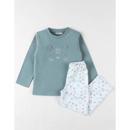 Pyjama 2 pièces léopard en jersey sauge/écru  - vertbaudet enfant