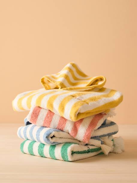 Poncho de bain bébé à rayures personnalisable bleu+rayé jaune+rose+vert 4 - vertbaudet enfant 