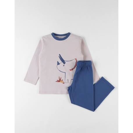 Pyjama 2 pièces rhinocéros en jersey beige/bleu foncé  - vertbaudet enfant