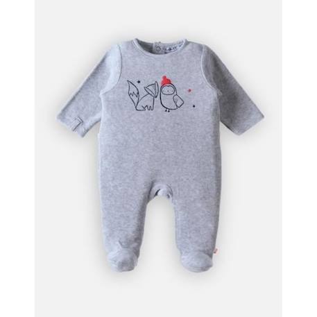 Bébé-Pyjama 1 pièce Noël en velours imprimé renard/hiboux