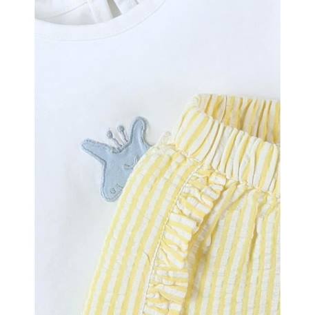 Ensemble t-shirt girafe + short jaune/écru BLANC 3 - vertbaudet enfant 