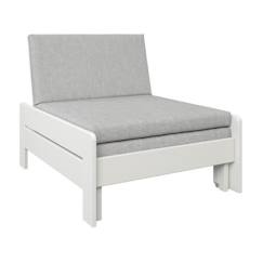 Chambre et rangement-Chambre-Chaise, tabouret, fauteuil-Fauteuil convertible en lit avec coussins en pin blanc 75x190 Basile