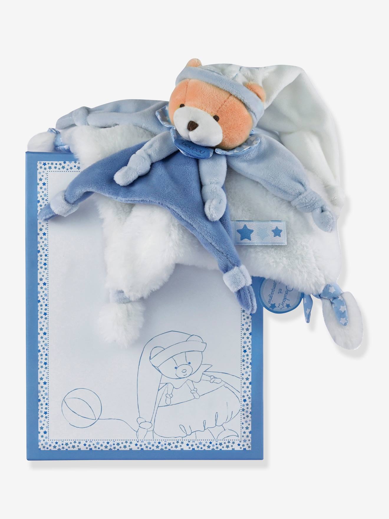 Doudou carre 27 cm ours petit Chou DOUDOU ET COMPAGNIE bleu