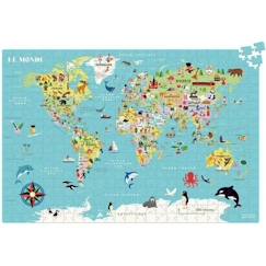 Jouet-Puzzle 500 pièces - VILAC - Carte du monde - Voyage et cartes - Jaune - Enfant