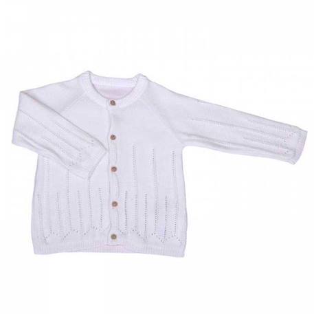 Bébé-Gilet bébé en tricot de coton bio UNA Écru