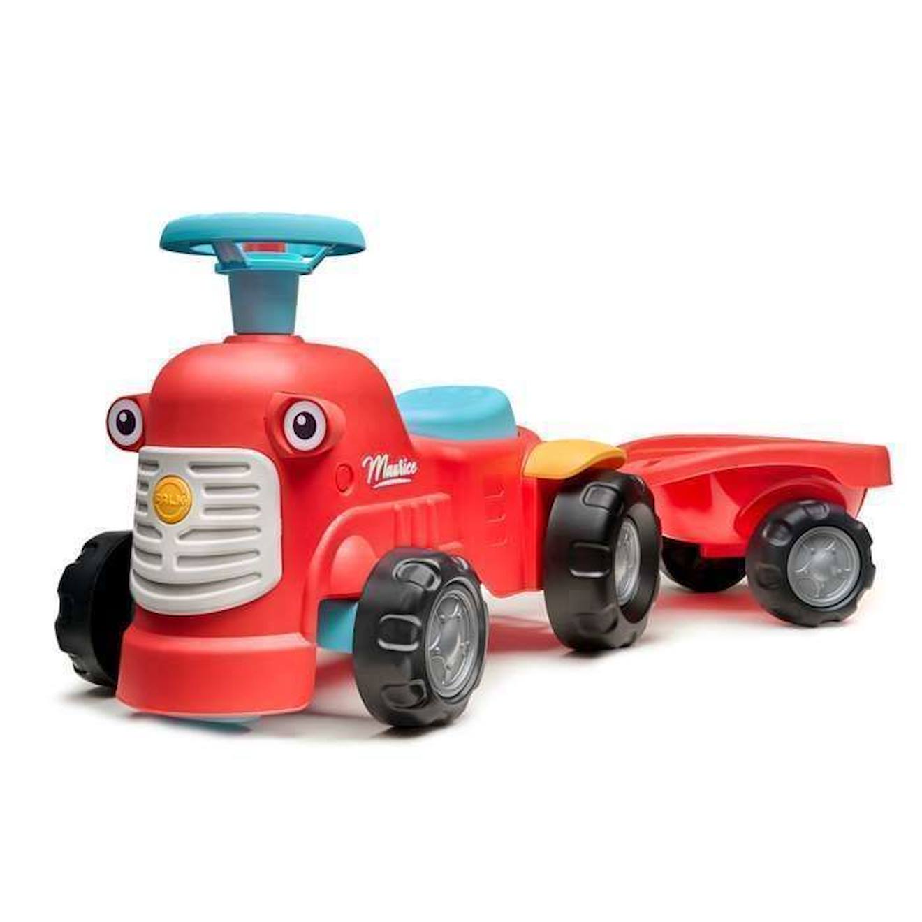 Porteur tracteur Maurice 1er age avec remorque Rouge FALK Des 12 mois Fabrique en France Contient 90 plastique recycle rouge Falk