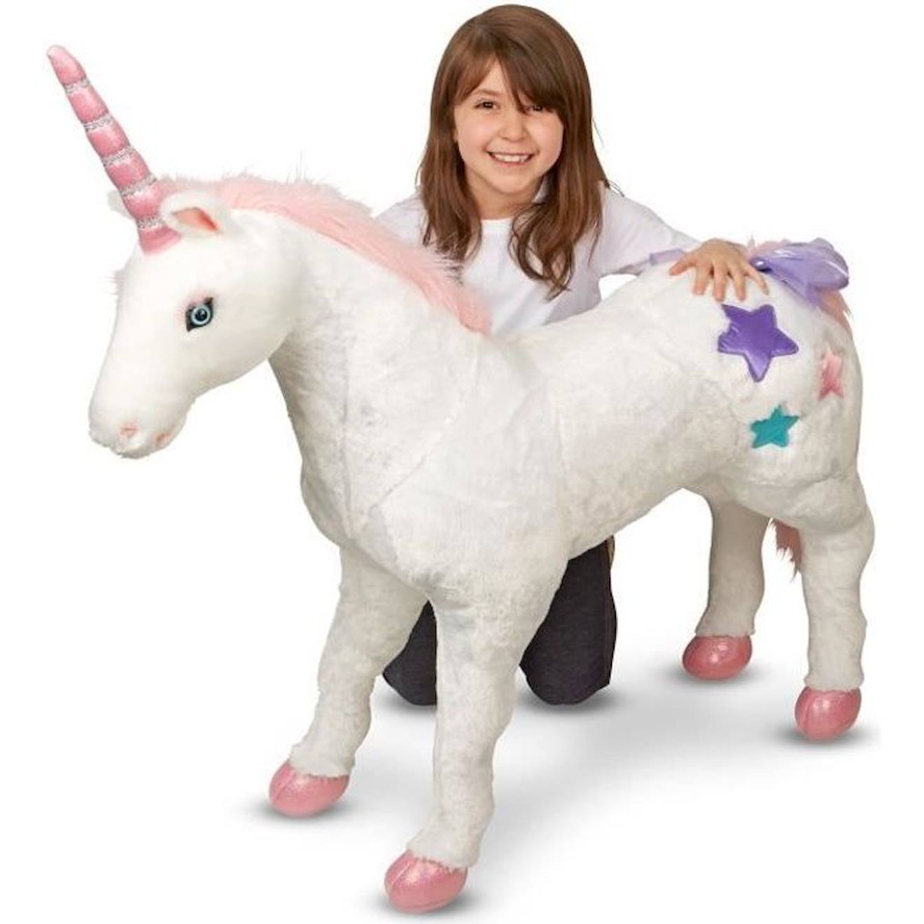 MELISSA DOUG Peluche Licorne Grand Modele blanc Melissa Doug