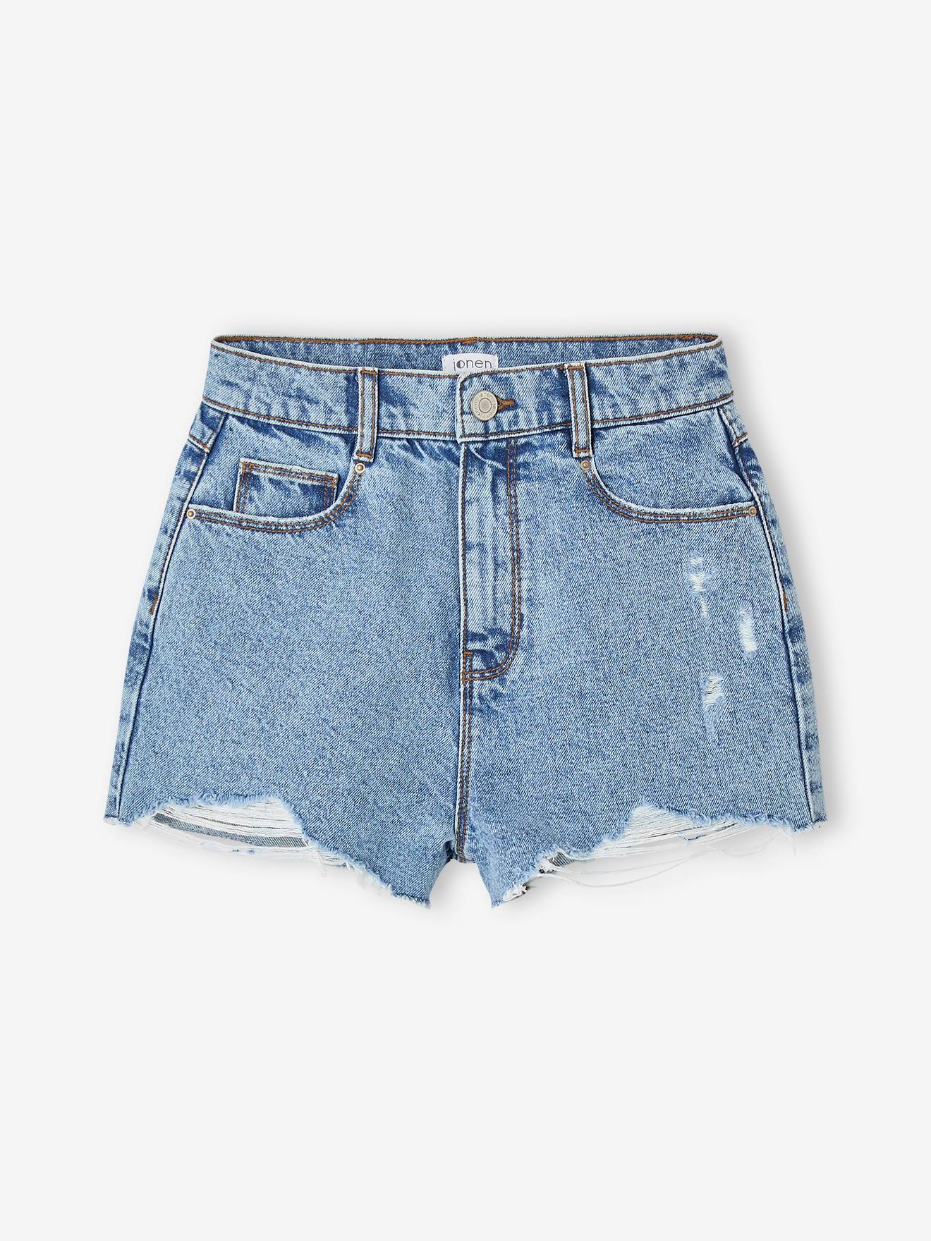 Short En Jean Effet Vieilli Justice Pour Fille, Taille 18 Plus, Bleu - Occasion