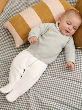 Ensemble Bébé En Tricot - Gilet Manches Longues + Pantalon élastiqué, Mixte, Couleur Uni
