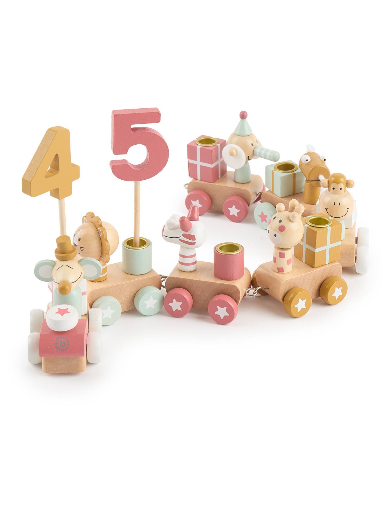 Mamimami Home Train D'Anniversaire En Bois Montessori - Jouet Empilable Chiffres 1 à 5 Ans