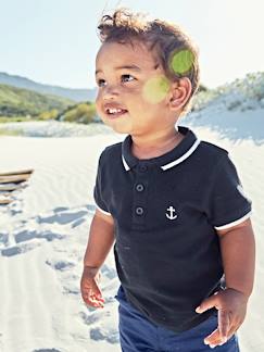 Vêtements bébé et enfants à personnaliser-Polo brodé ancre poitrine bébé personnalisable