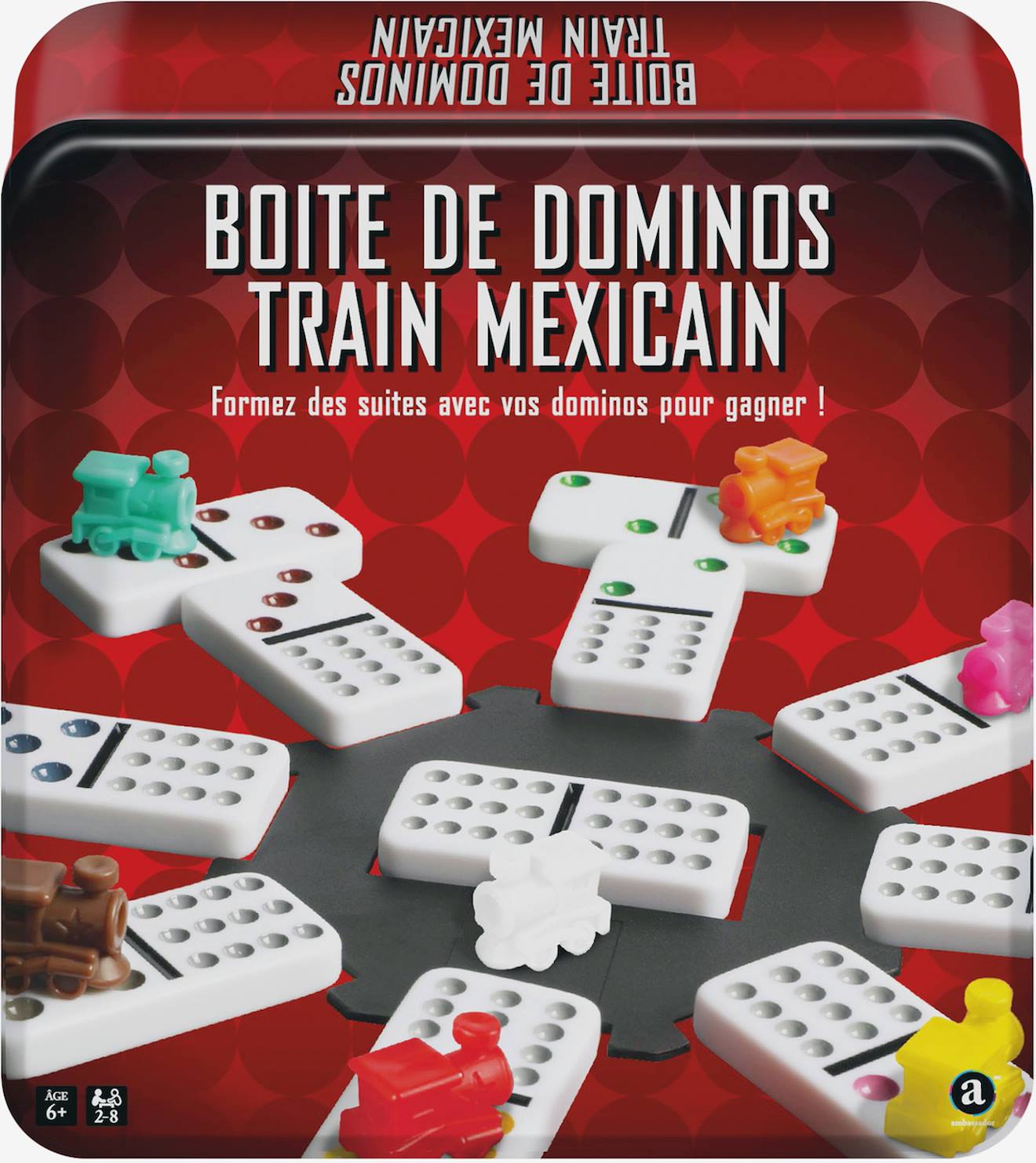 Ensemble de 91 pièces de dominos doubles 12 trains mexicains à pois colorés