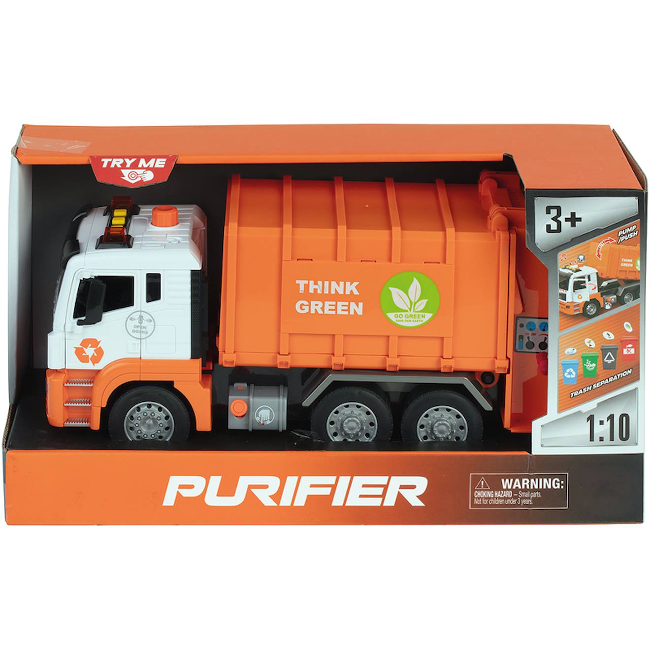 Camion poubelle son et lumière 30cm orange WDK Partner