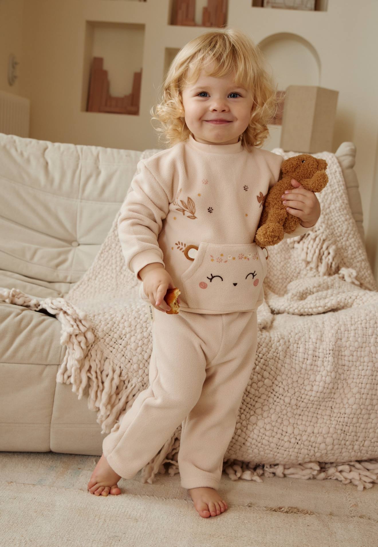 Pyjama bébé pièces en polaire chincha beige