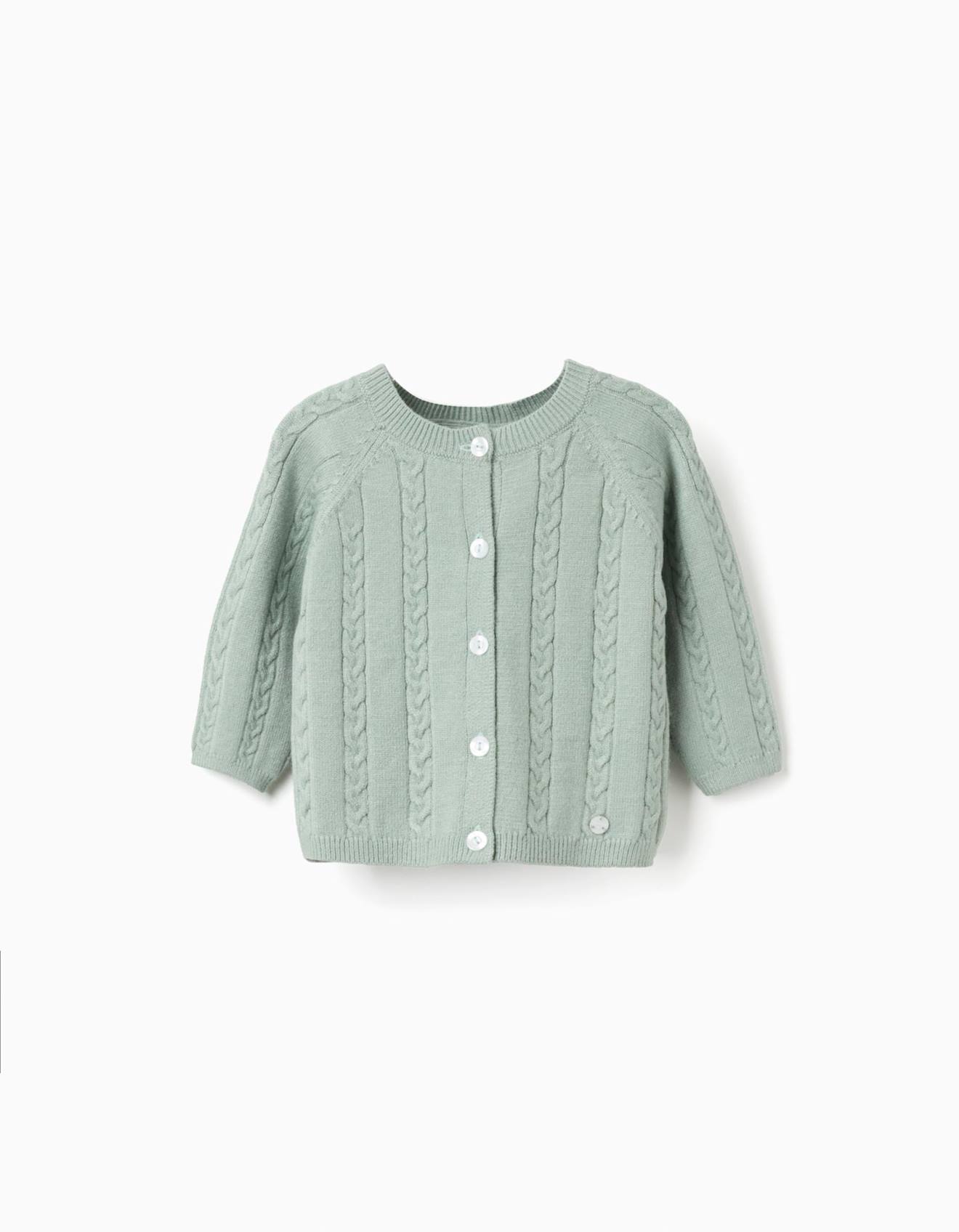 Gillet En Maille Avec Détails Torsadés Vert