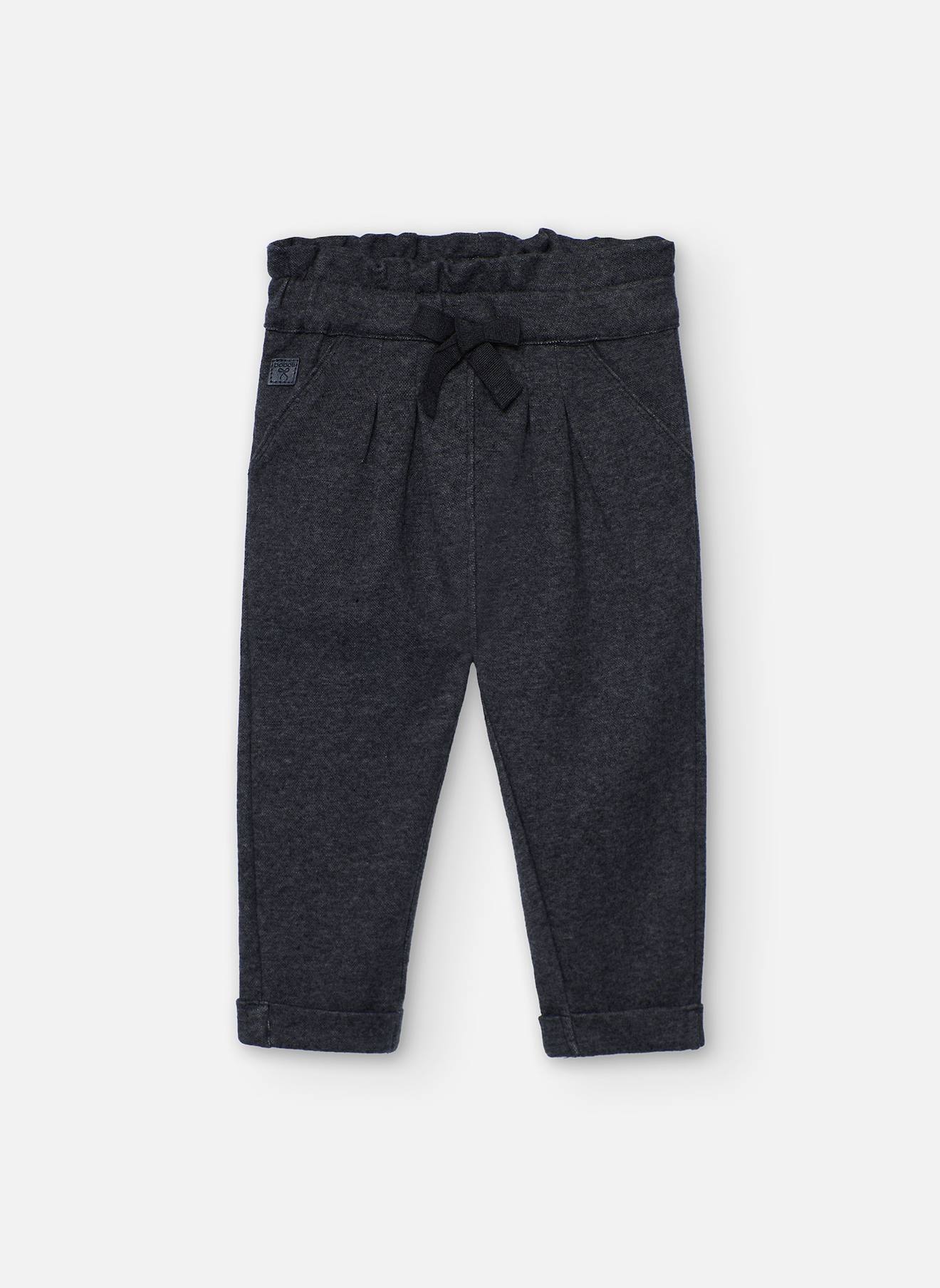 Pantalon Fille En Maille Foncé Gris