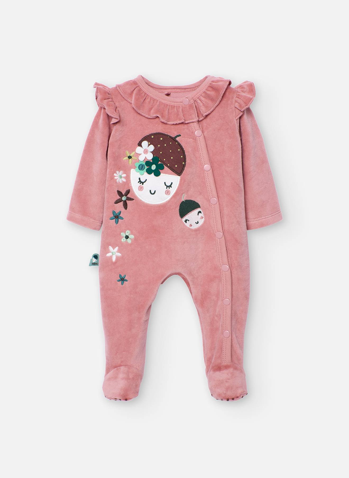 Combinaison Bébé En Velours Tricoté Rose