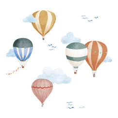 Planche easy stickers montgolfière aquarelle  - vertbaudet enfant