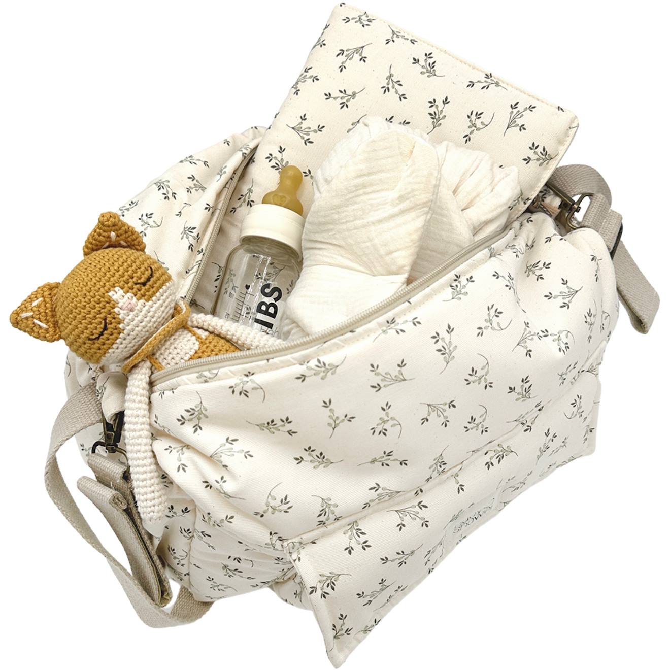 Sac À Langer Camila Olive Bloom Canvas Ecru, Vert (Babyshower) - Image 2