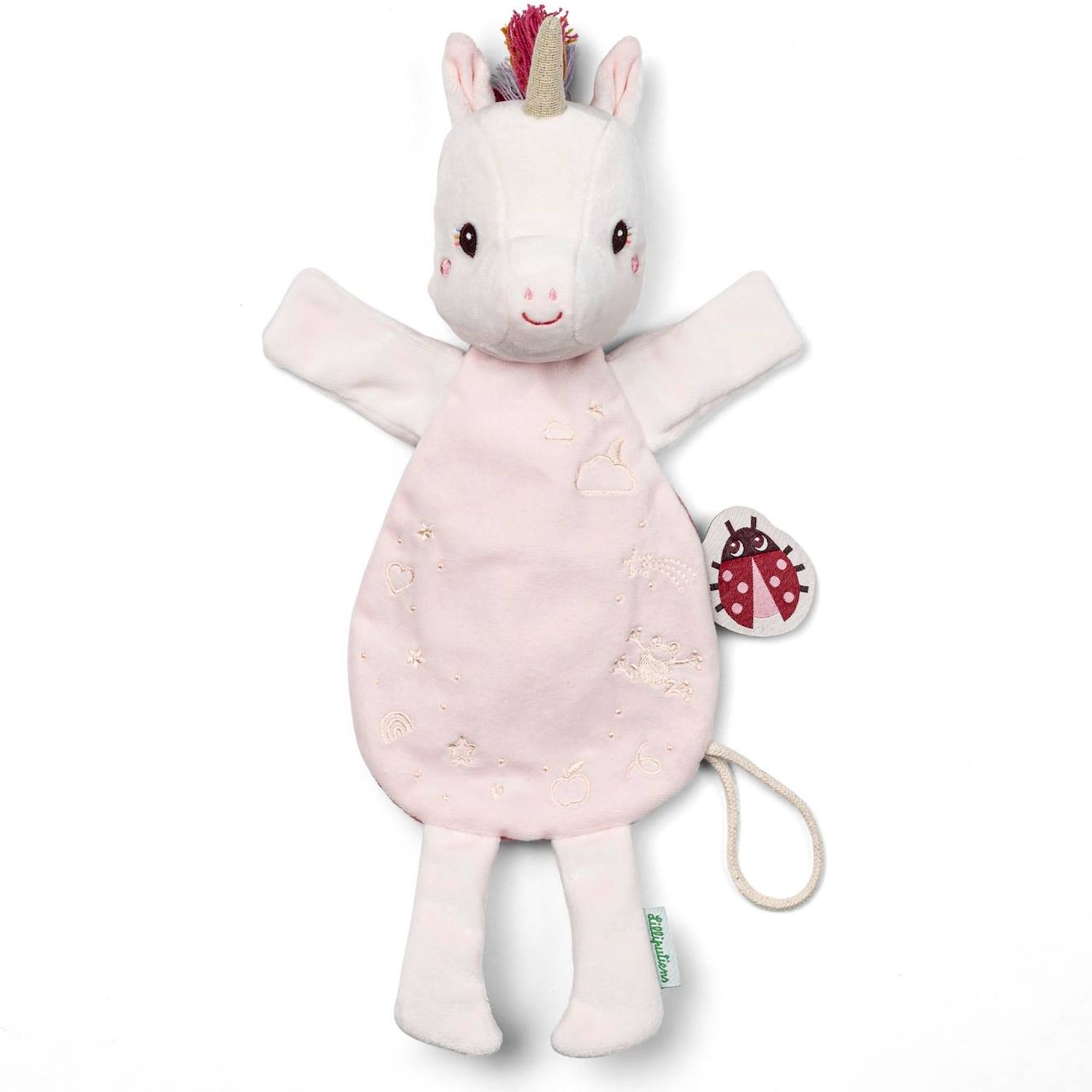 Doudou Marionnette Phosphorescent Rose, Blanc, Jaune
