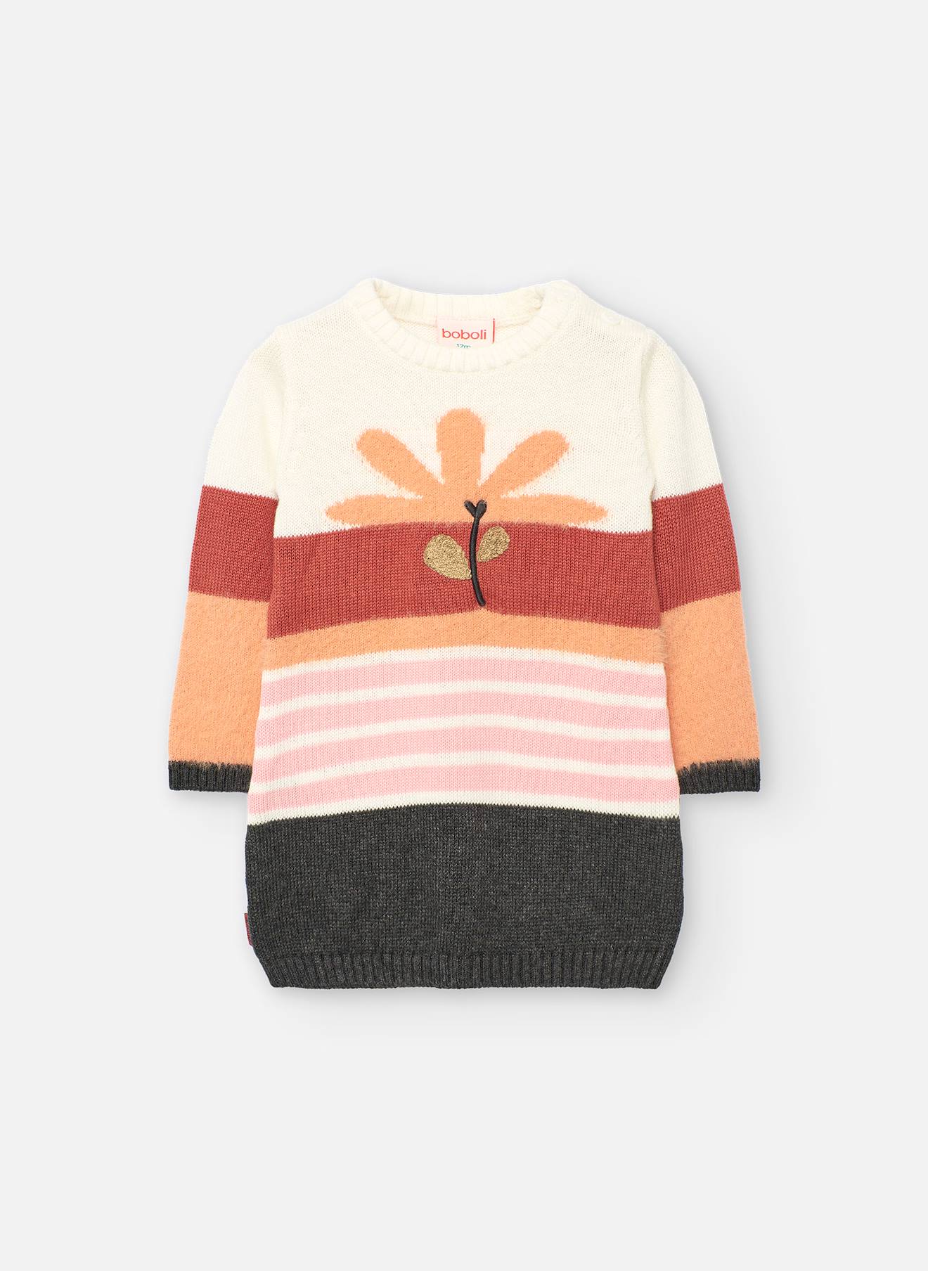 Robe En Maille Fleur Orange