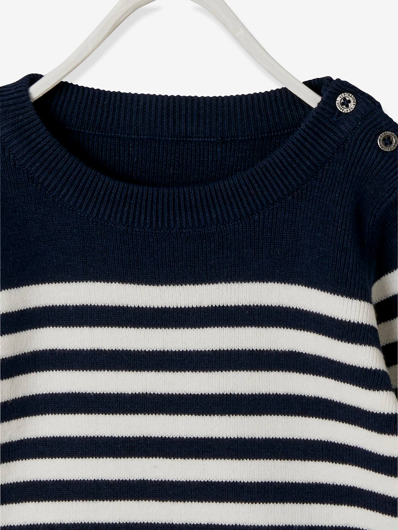 Pull Mariniere Bebe Garcon Ocre Raye Vertbaudet