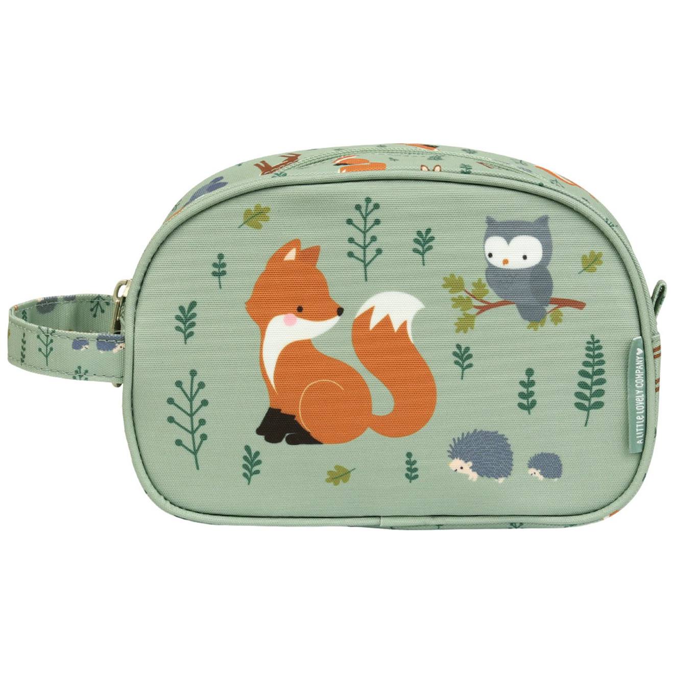 Trousse De Toilette Amis De La Forêt Vert D'eau, Marron, Écru (A Little Lovely Company) - Image 1