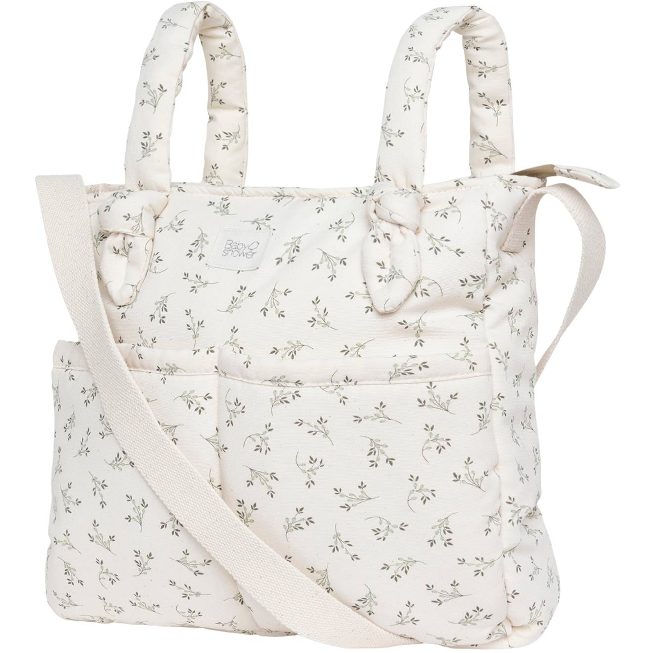Sac À Poussette Sophie Olive Bloom Canvas Ecru, Vert