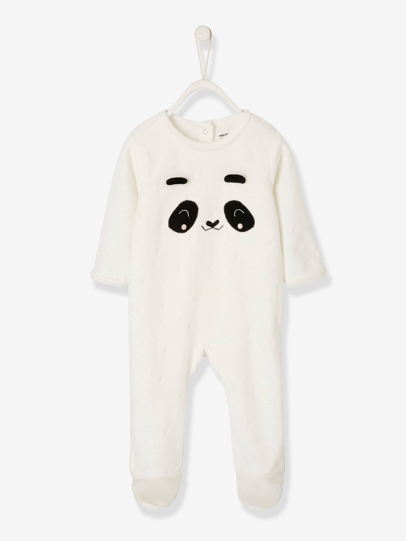Pyjama bébé en velours ouverture pressionnée dos ivoire
